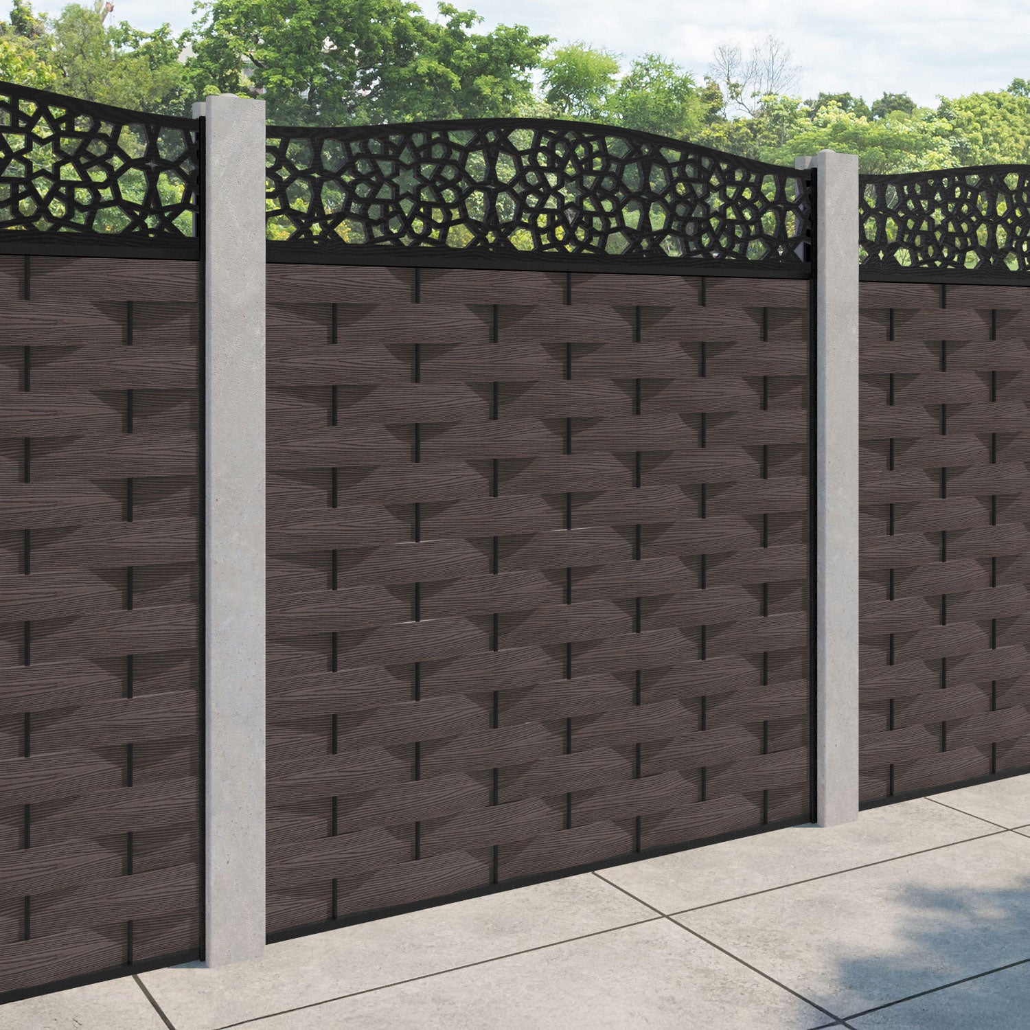 Ripple Nazira Curved Top Fence Panel - Mid Brown - for existing concrete posts