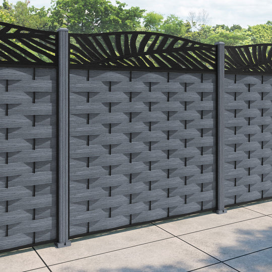 Ripple Plume Curved Top Fence Panel - Anthracite - with our composite posts