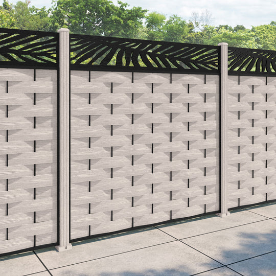 Ripple Palm Fence Panel - Mid Stone - with our composite posts