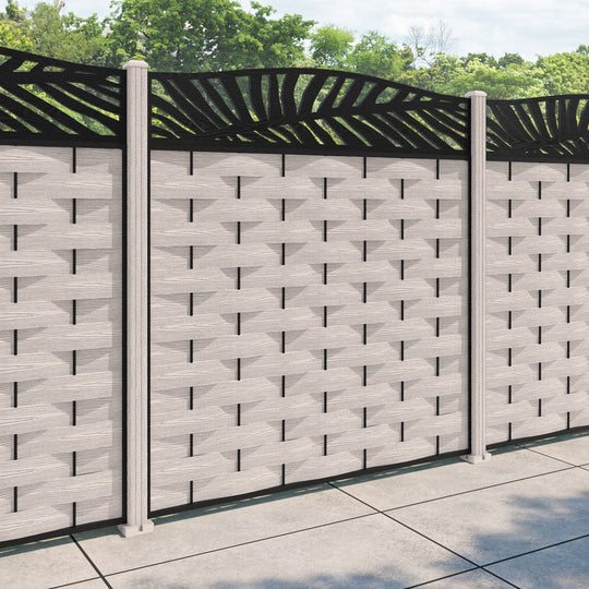 Ripple Palm Curved Top Fence Panel - Mid Stone - with our composite posts