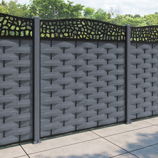 Ripple Pebble Curved Top Fence Panel - Anthracite - with our composite posts