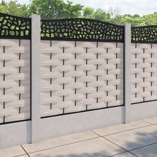 Ripple Pebble Curved Top Fence Panel - Mid Stone - for existing concrete posts