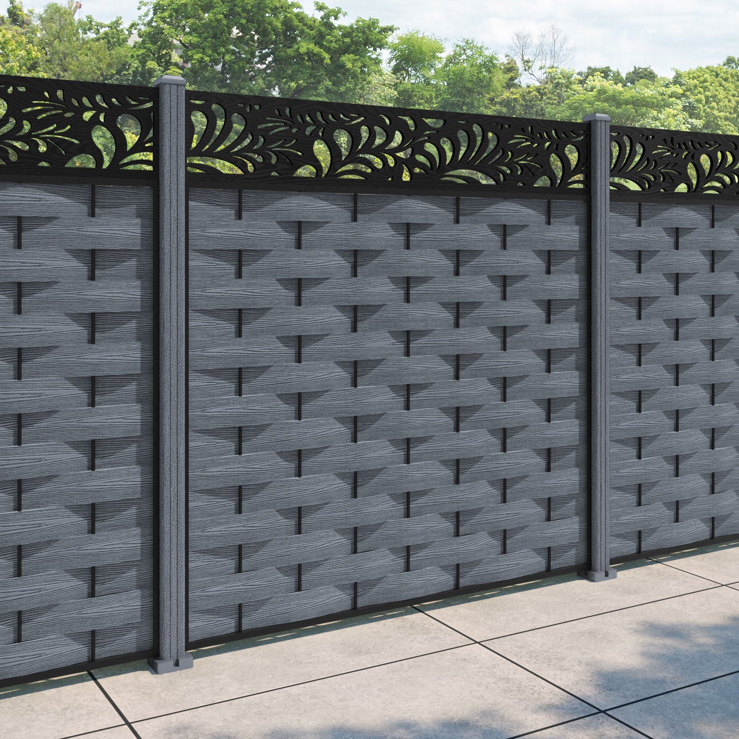 Ripple Petal Fence Panel - Anthracite - with our composite posts