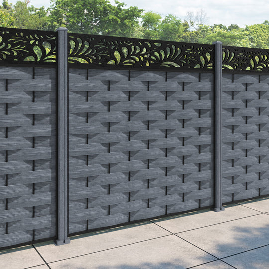Ripple Petal Fence Panel - Anthracite - with our composite posts