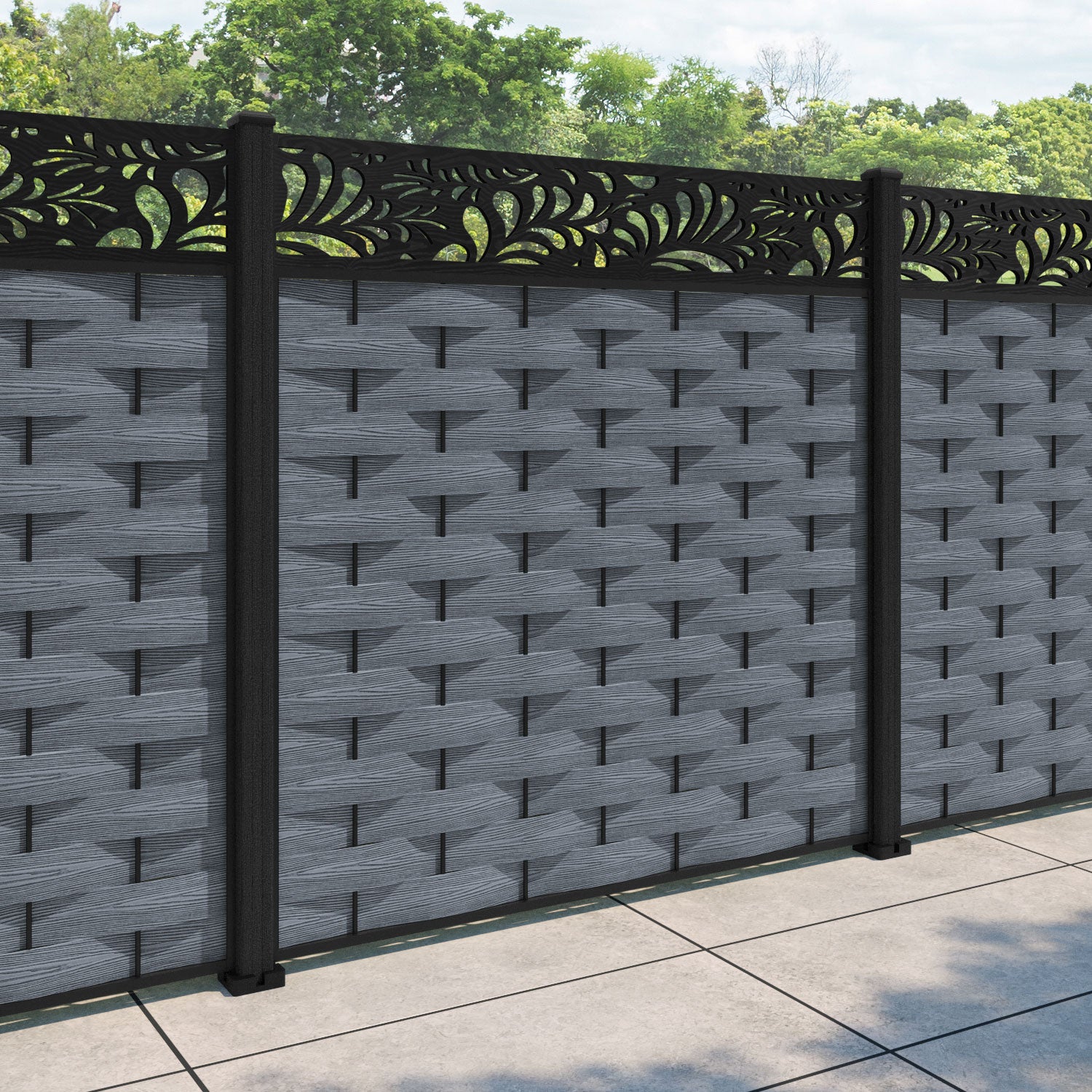 Ripple Petal Fence Panel - Anthracite - with our composite posts