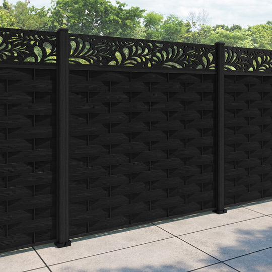 Ripple Petal Fence Panel - Black - with our composite posts