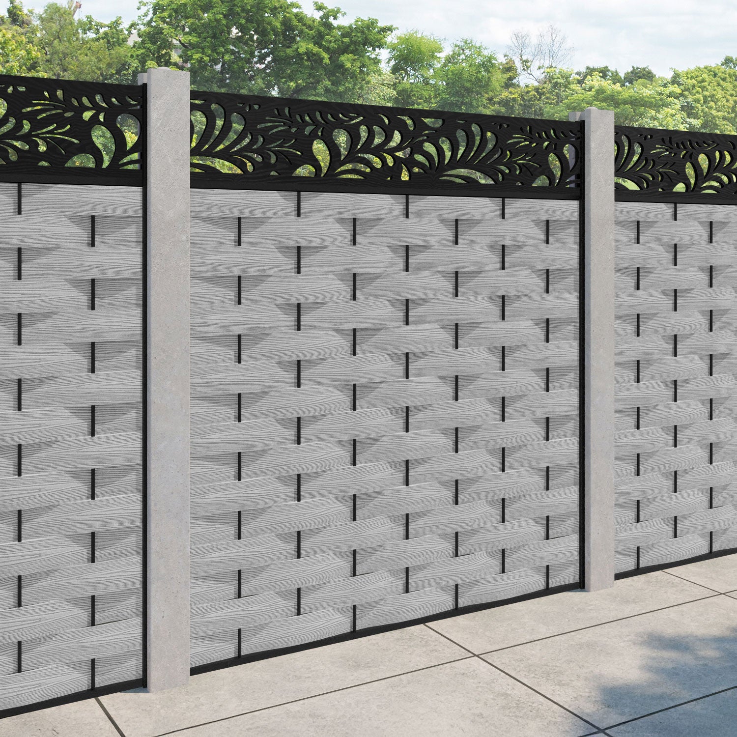 Ripple Petal Fence Panel - Light Grey - for existing concrete posts