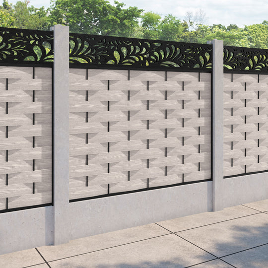 Ripple Petal Fence Panel - Mid Stone - for existing concrete posts