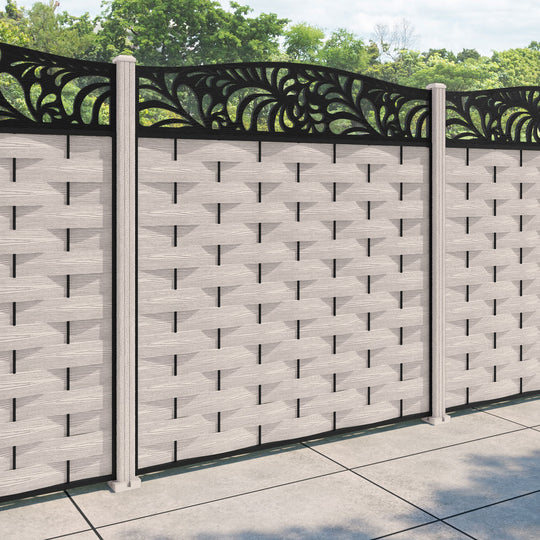 Ripple Petal Curved Top Fence Panel - Mid Stone - with our composite posts