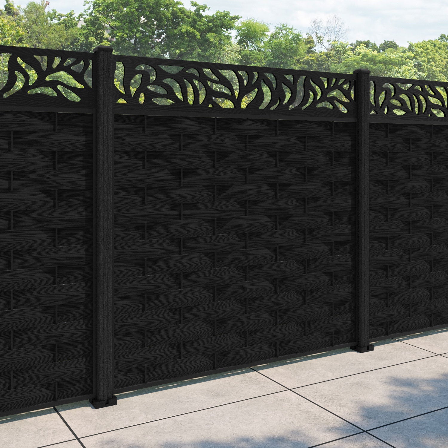 Ripple Plume Fence Panel - Black - with our composite posts