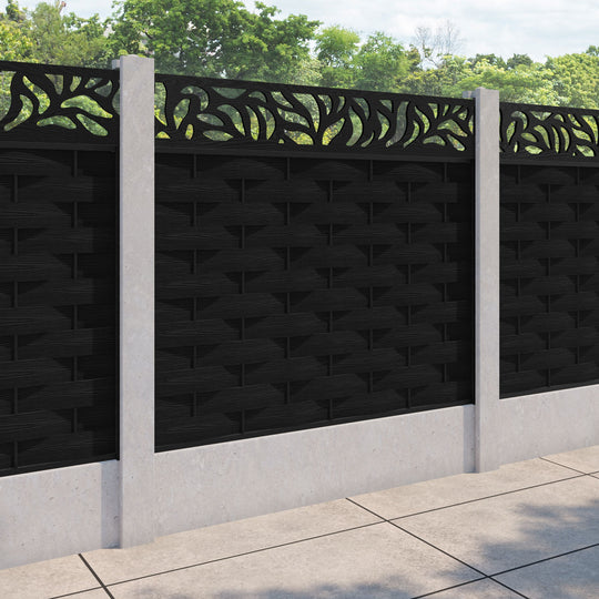 Ripple Plume Fence Panel - Black - for existing concrete posts