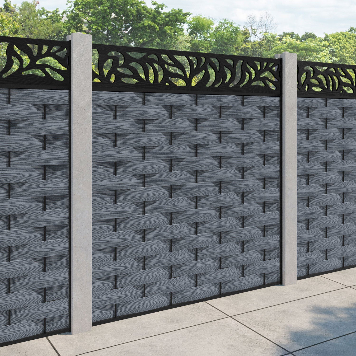 Ripple Plume Fence Panel - Anthracite - for existing concrete posts