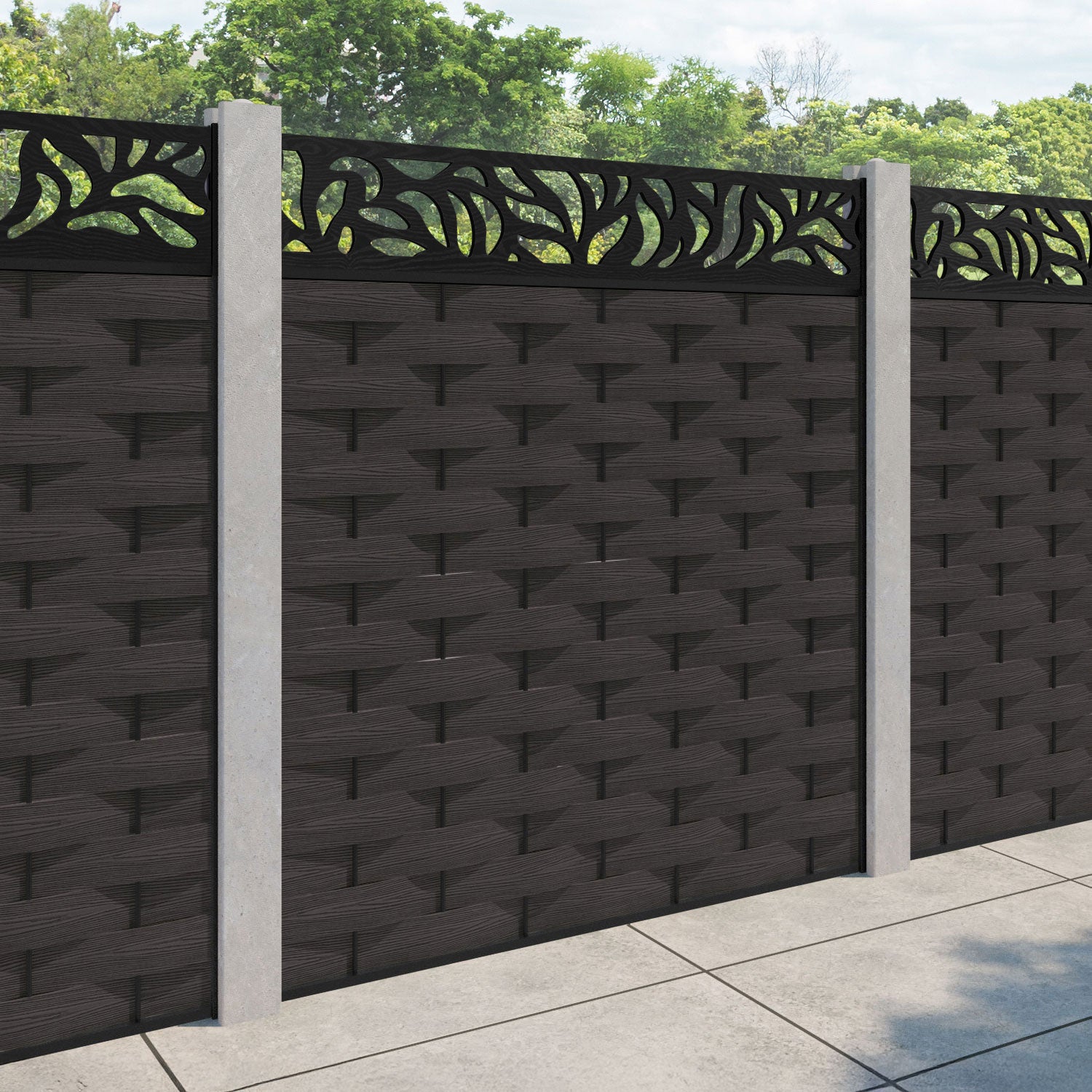 Ripple Plume Fence Panel - Dark Oak - for existing concrete posts