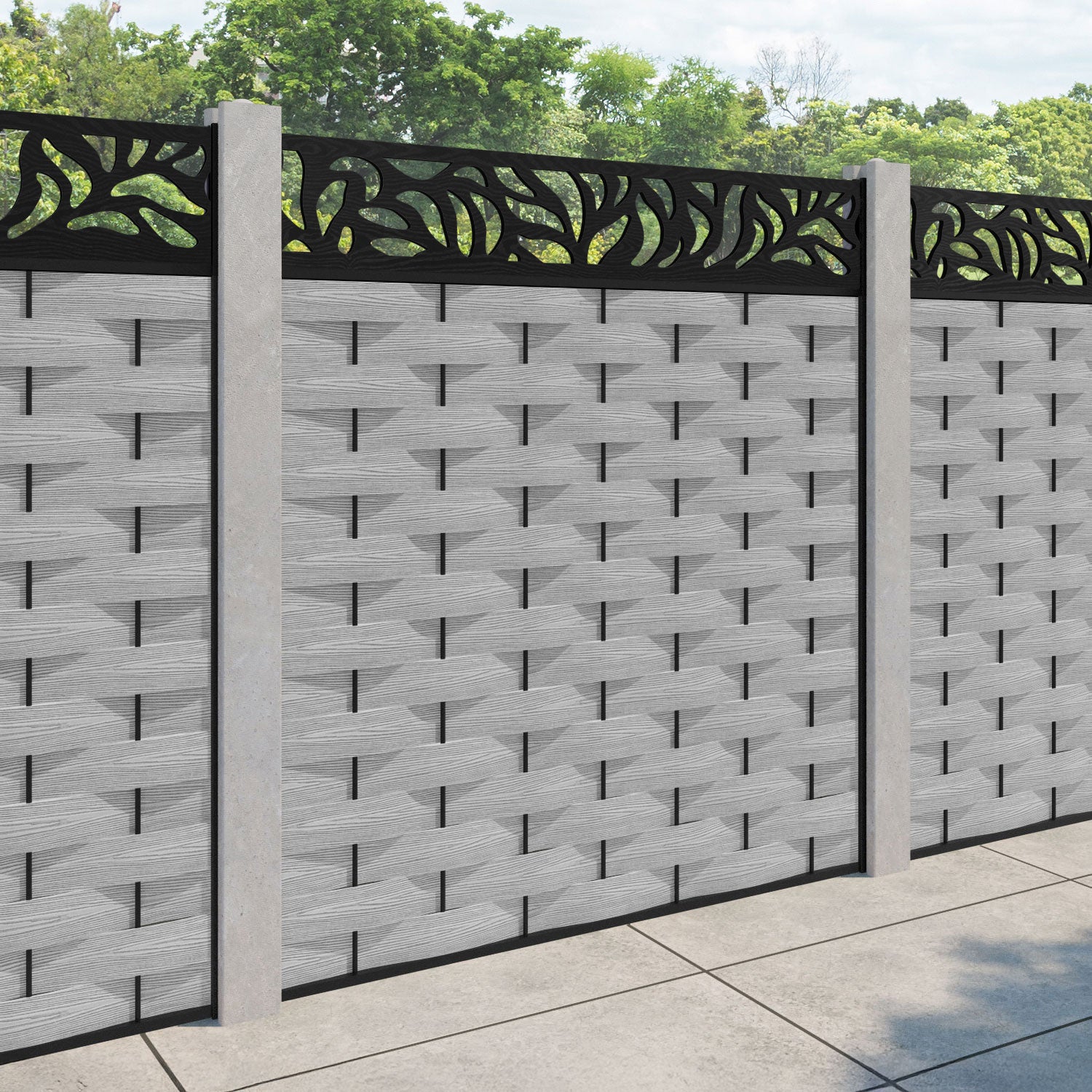 Ripple Plume Fence Panel - Light Grey - for existing concrete posts