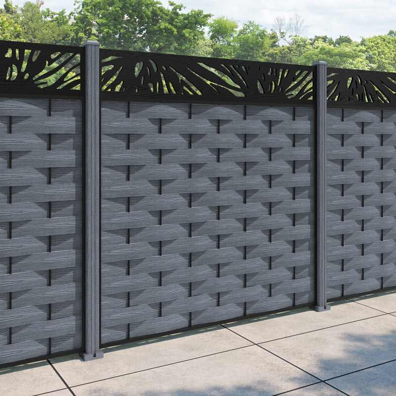 Ripple Poppy Fence Panel - Anthracite - with our composite posts