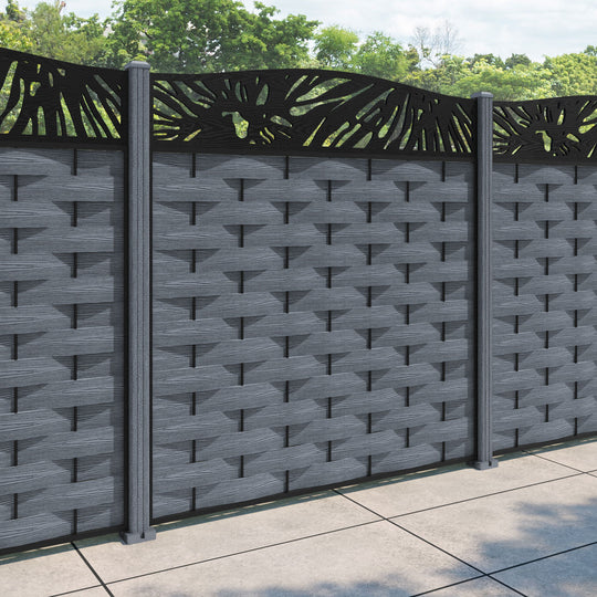 Ripple Poppy Curved Top Fence Panel - Anthracite - with our composite posts