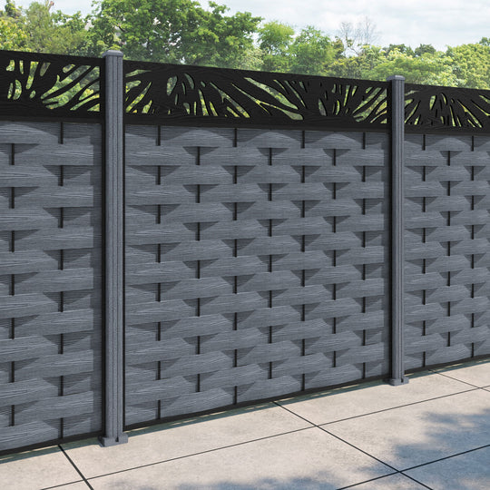 Ripple Poppy Fence Panel - Anthracite - with our composite posts