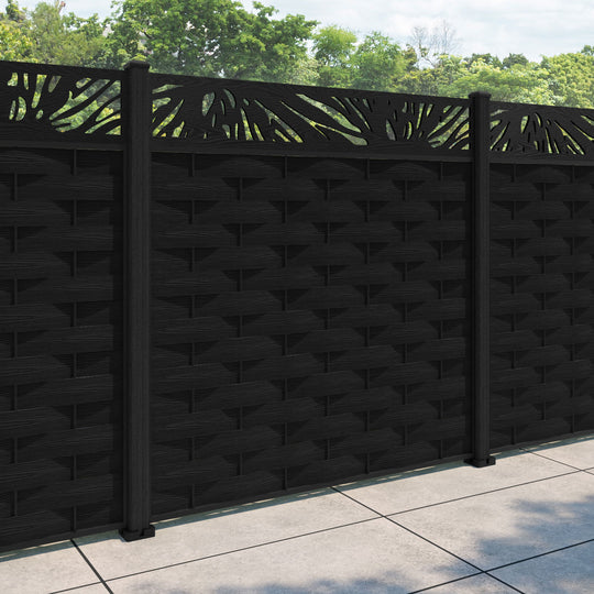 Ripple Poppy Fence Panel - Black - with our composite posts
