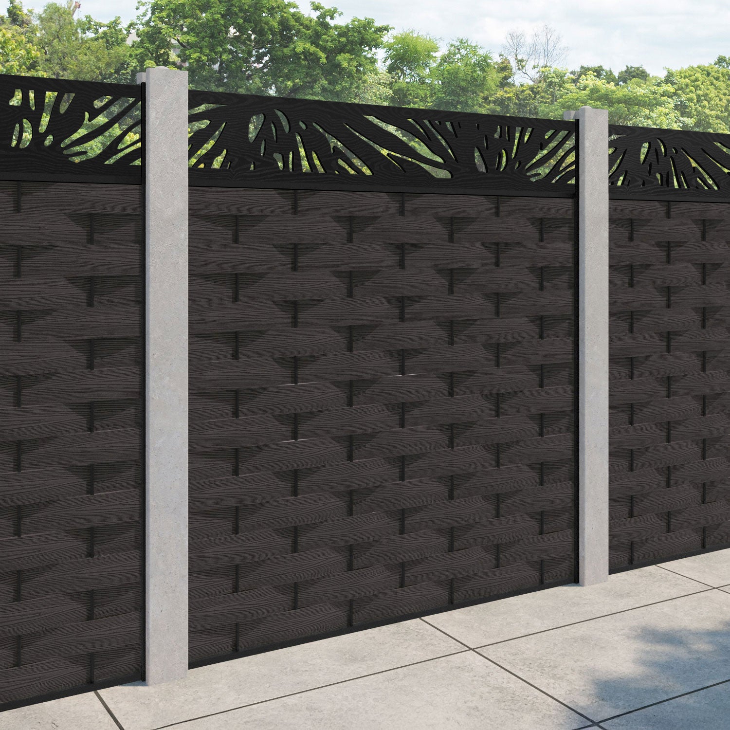 Ripple Poppy Fence Panel - Dark Oak - for existing concrete posts