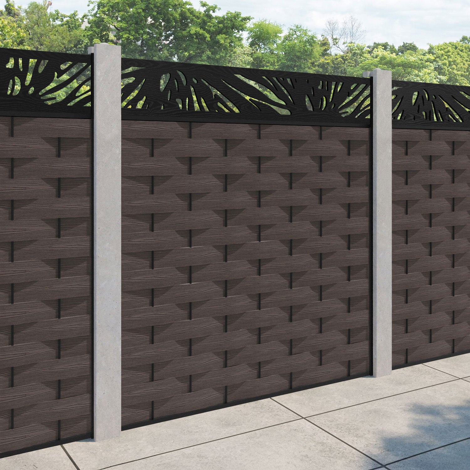 Ripple Poppy Fence Panel - Mid Brown - for existing concrete posts