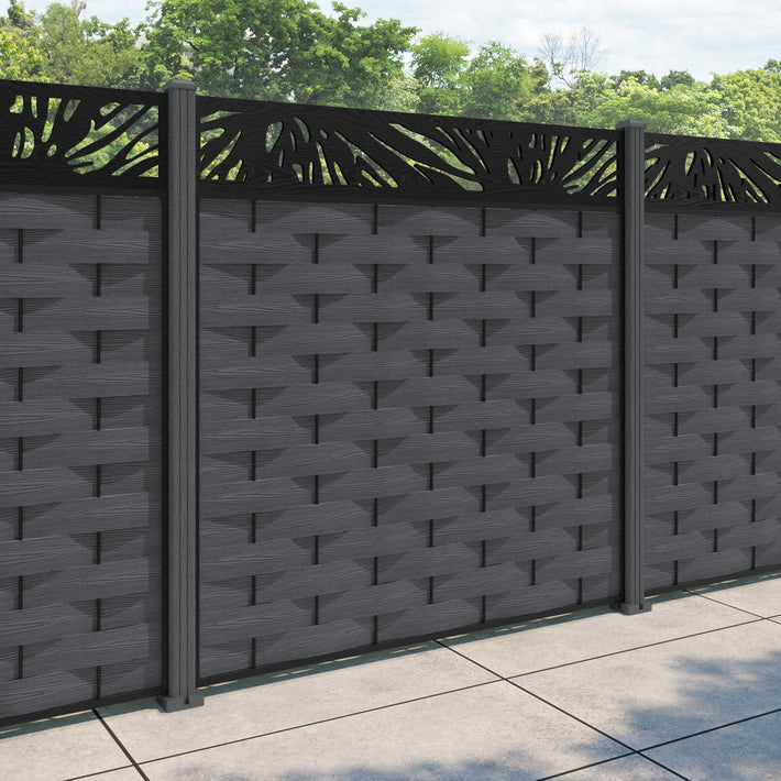 Ripple Poppy Fence Panel - Dark Grey - with our composite posts