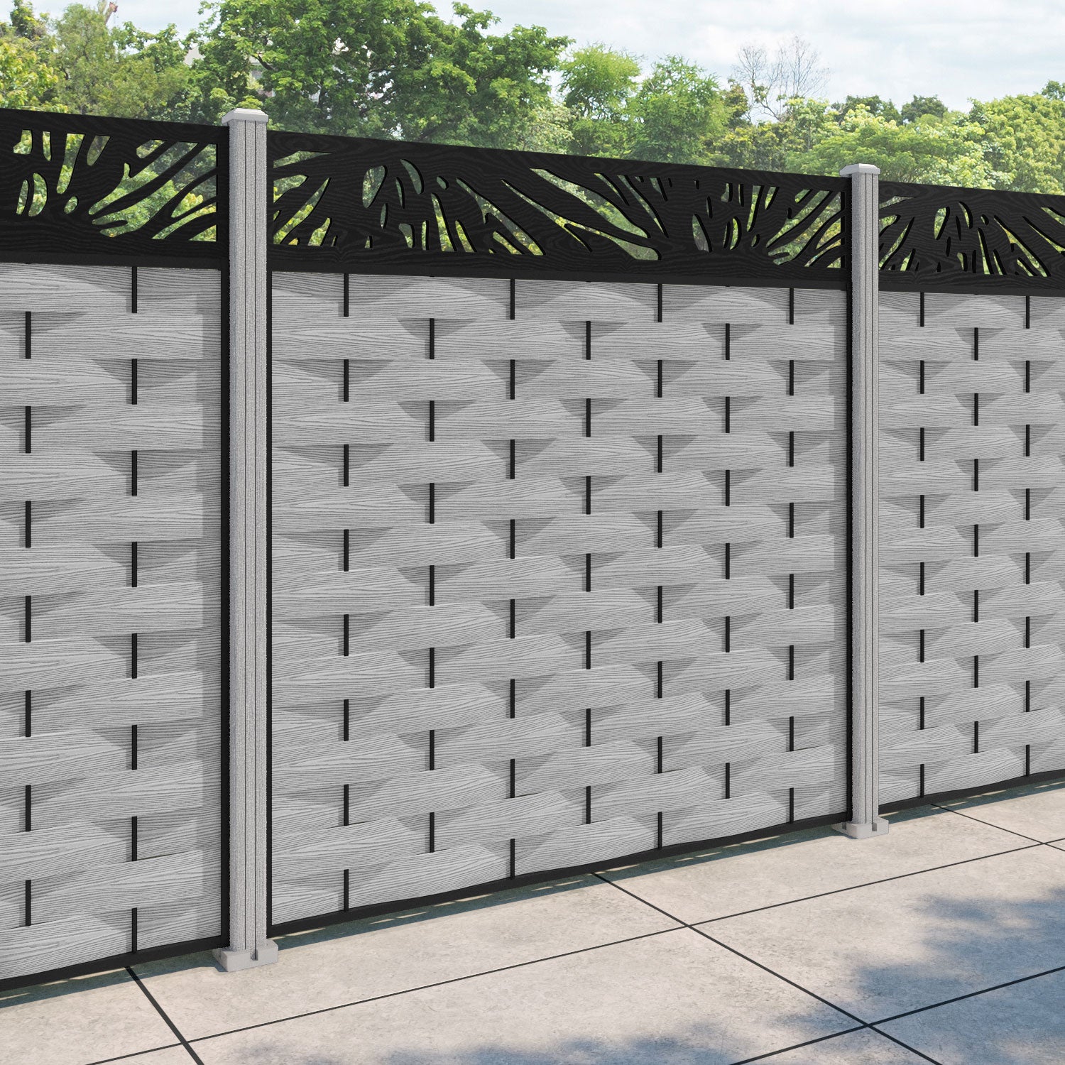Ripple Poppy Fence Panel - Light Grey - with our composite posts