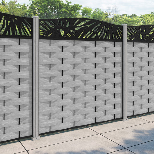 Ripple Poppy Curved Top Fence Panel - Light Grey - with our composite posts