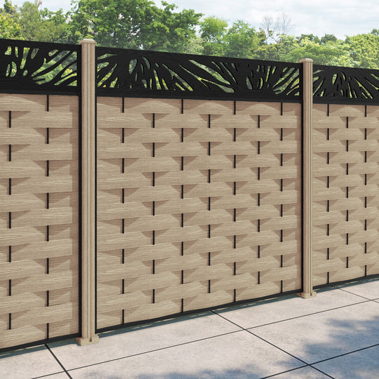 Ripple Poppy Fence Panel - Light Oak - with our composite posts