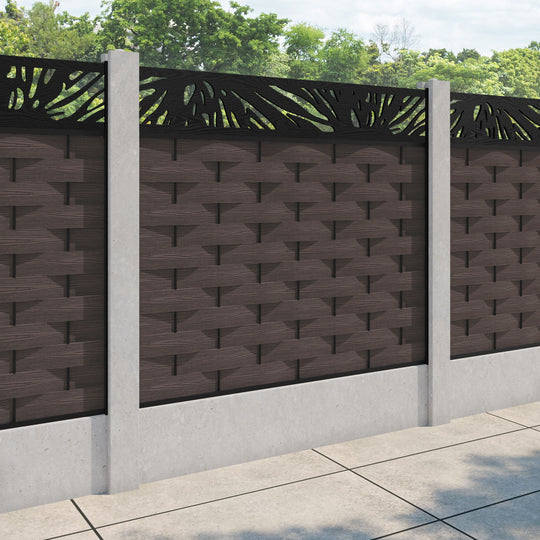 Ripple Poppy Fence Panel - Mid Brown - for existing concrete posts