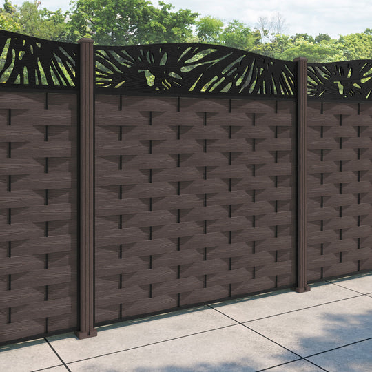 Ripple Poppy Curved Top Fence Panel - Mid Brown - with our composite posts