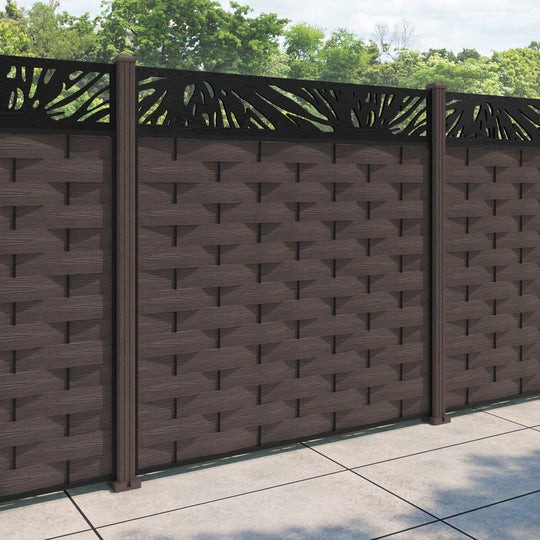 Ripple Poppy Fence Panel - Mid Brown - with our composite posts