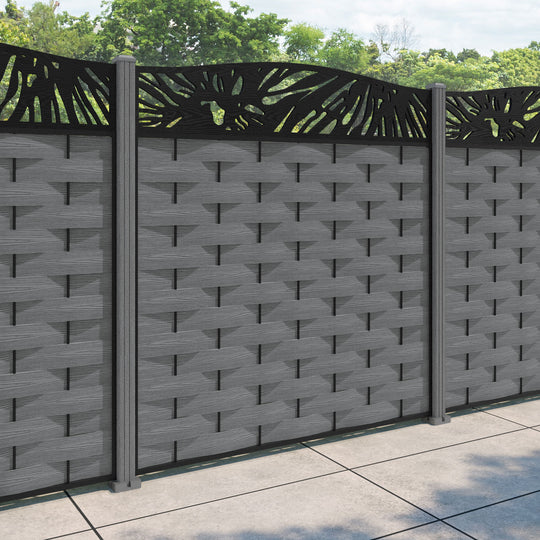 Ripple Poppy Curved Top Fence Panel - Mid Grey - with our composite posts