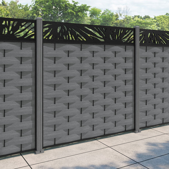 Ripple Poppy Fence Panel - Mid Grey - with our composite posts