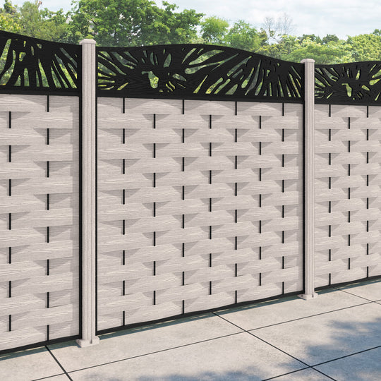 Ripple Poppy Curved Top Fence Panel - Mid Stone - with our composite posts