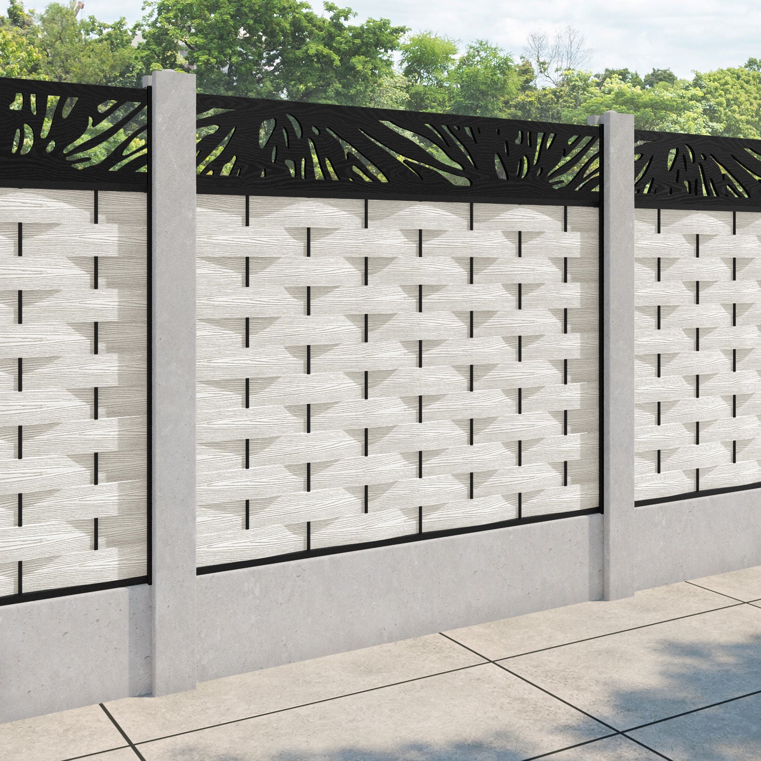 Ripple Poppy Fence Panel - Light Stone - for existing concrete posts