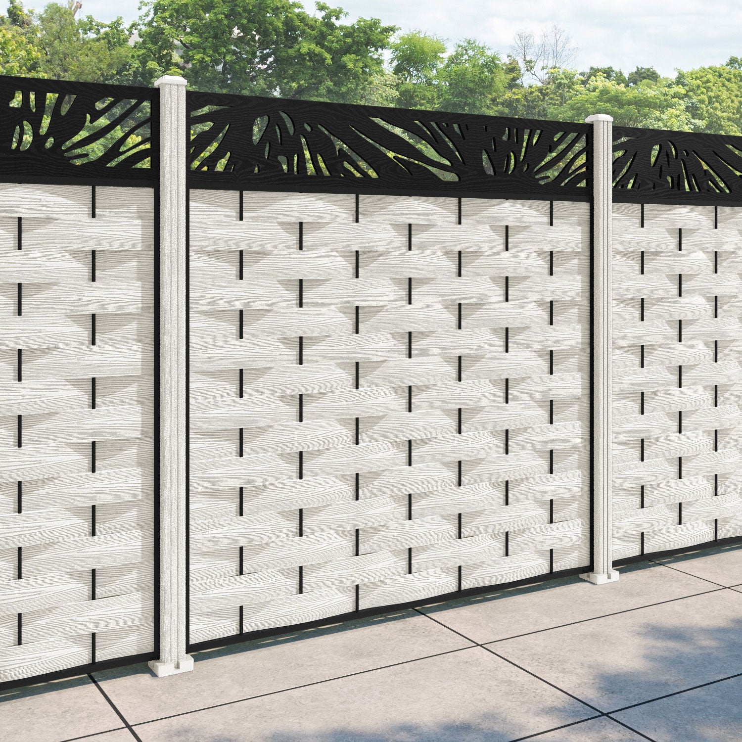 Ripple Poppy Fence Panel - Light Stone - with our composite posts