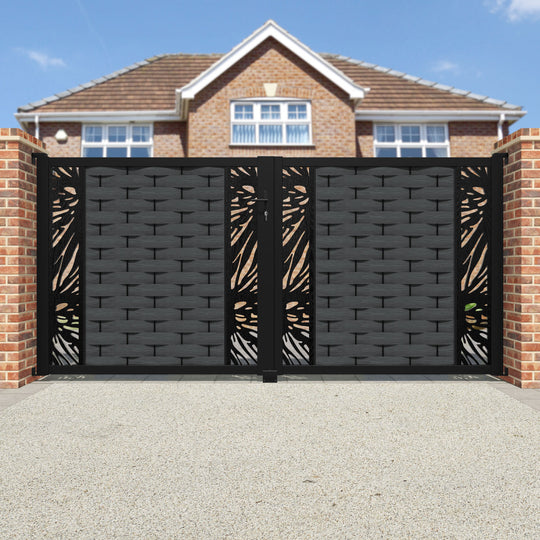 Ripple Poppy Straight Top Driveway Gate - Dark Grey - Middle & End Screen