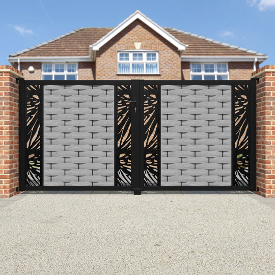 Ripple Poppy Straight Top Driveway Gate - Light Grey - Middle & End Screen