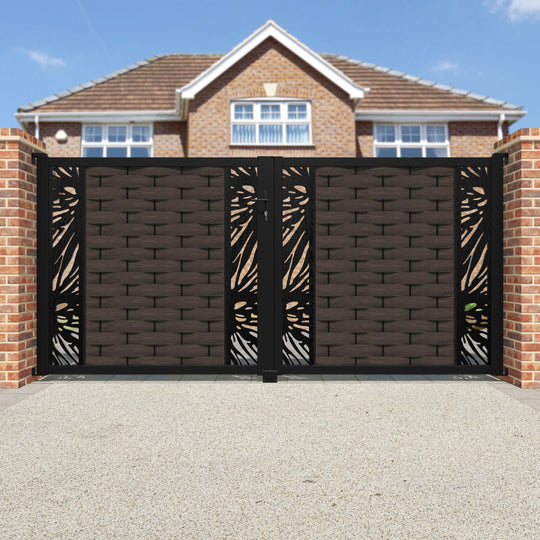 Ripple Poppy Straight Top Driveway Gate - Mid Brown - Middle & End Screen