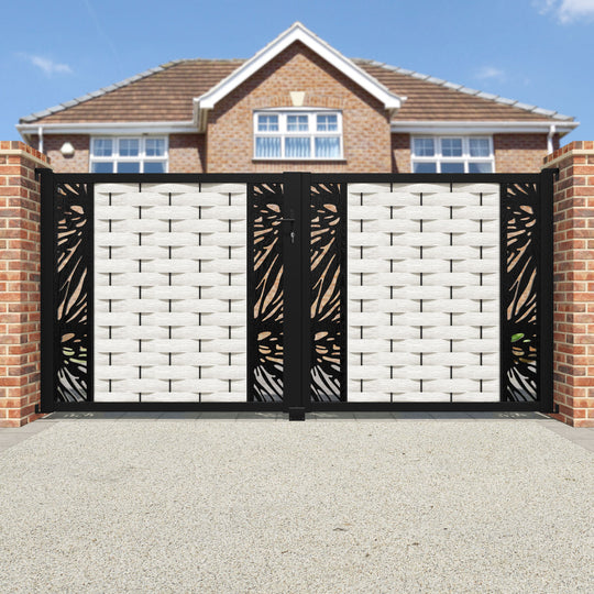 Ripple Poppy Straight Top Driveway Gate - Light Stone - Middle & End Screen