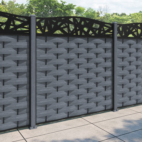 Ripple Prism Curved Top Fence Panel - Anthracite - with our composite posts