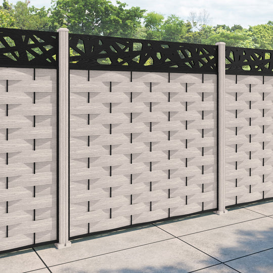 Ripple Prism Fence Panel - Mid Stone - with our composite posts