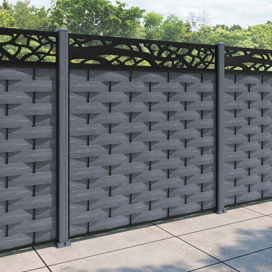 Ripple Twilight Fence Panel - Anthracite - with our composite posts