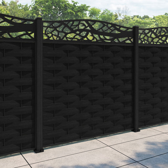 Ripple Twilight Curved Top Fence Panel - Black - with our composite posts