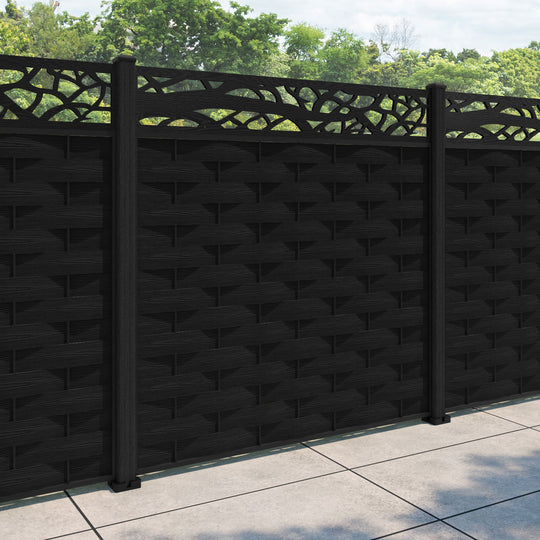 Ripple Twilight Fence Panel - Black - with our composite posts