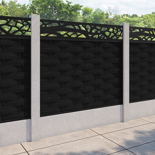 Ripple Twilight Fence Panel - Black - for existing concrete posts