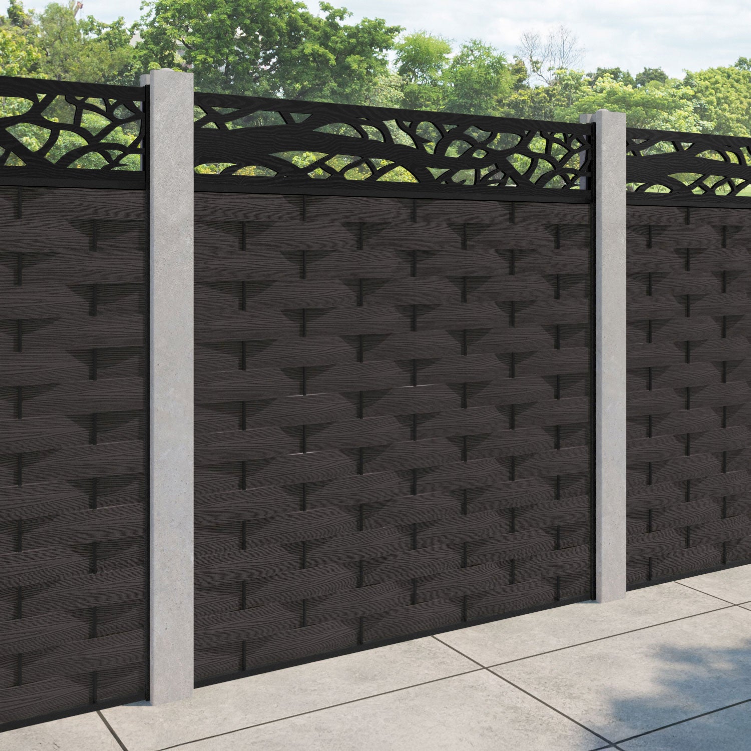 Ripple Twilight Fence Panel - Dark Oak - for existing concrete posts