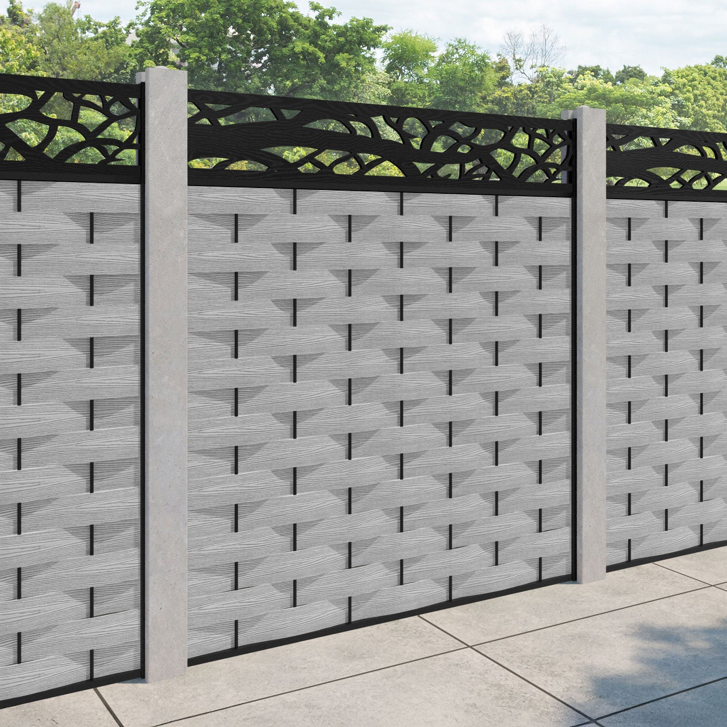 Ripple Twilight Fence Panel - Light Grey - for existing concrete posts