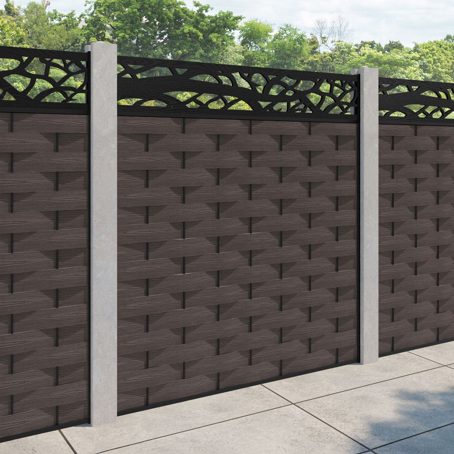 Ripple Twilight Fence Panel - Mid Brown - for existing concrete posts