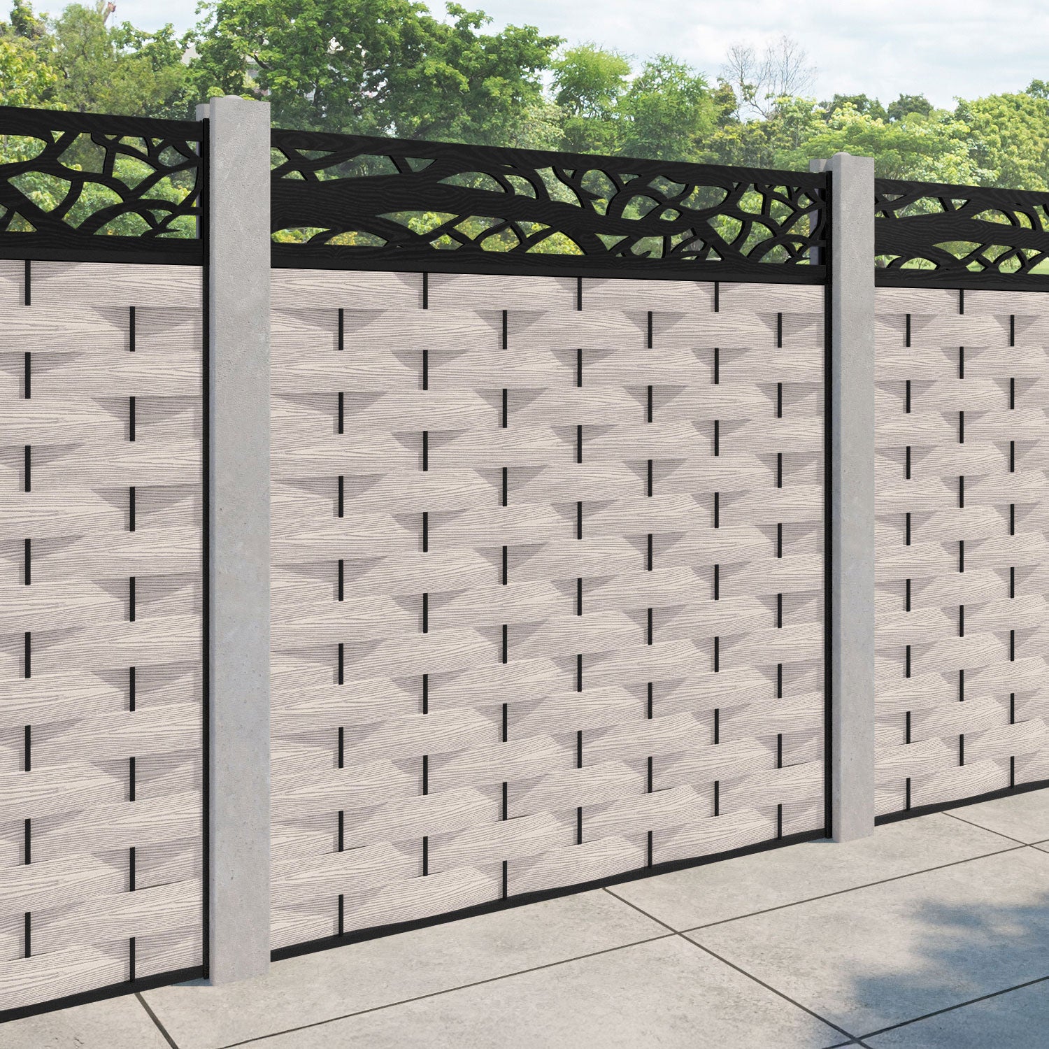 Ripple Twilight Fence Panel - Mid Stone - for existing concrete posts